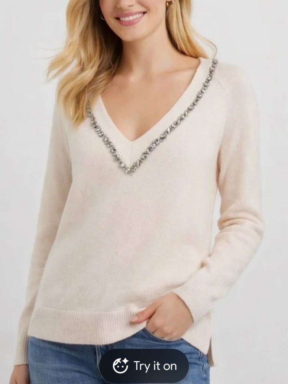 VINEYARD VINES Wool Blend Embellished  V Neck Sweater - XXS